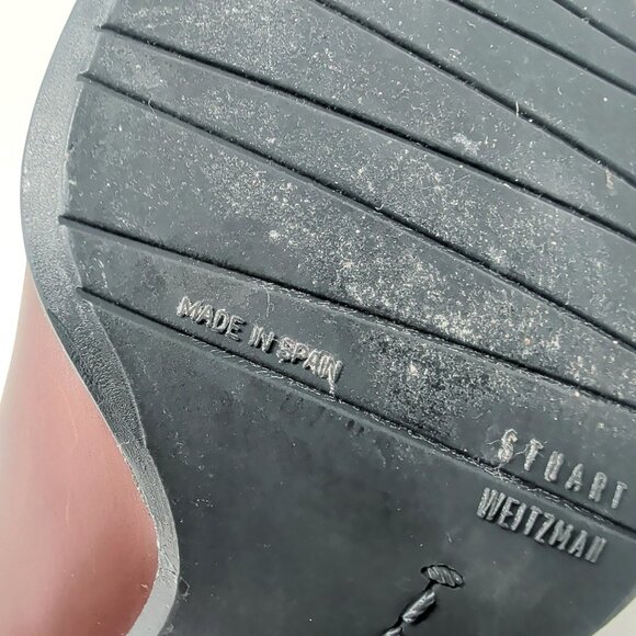 Stuart Weitzman Oxford Heels Shoes 5.5 Brown Square Toe - Picture 10 of 11